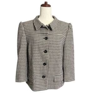 Tommy Hilfiger Black and Tan Houndstooth Blazer Size 14 T1